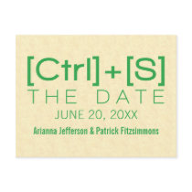 Geeky Typography Save the Date Postcard, Green