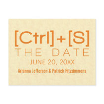 Geeky Typography Save the Date Postcard, Orange