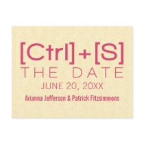 Geeky Typography Save the Date Postcard, Pink