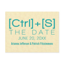 Geeky Typography Save the Date Postcard, Teal