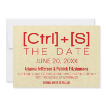 Geeky Typography Save the Date, Red Custom Announcement