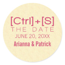 Geeky Typography Save the Date Stickers, Pink