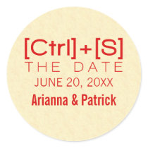 Geeky Typography Save the Date Stickers, Red
