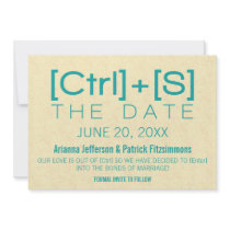 Geeky Typography Save the Date, Teal Custom Invitations