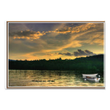 Geese and Rowboats at Dusk on Newfound Lake Photo Art