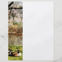 Geese Under Flowering Tree Closeup Custom Flyer