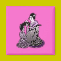 Geisha argenté aimants