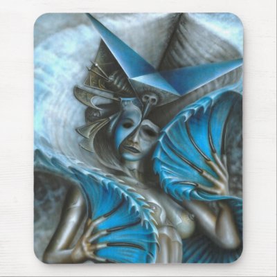 Geisha in blue use pad by DarkBlackArt