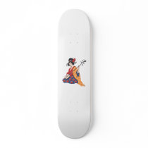 Geisha playing shamisen skateboard deck