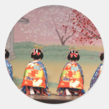 Geisha Row Round Stickers