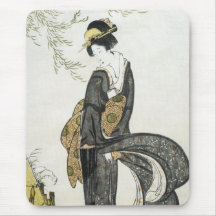 Geisha Standing in the Wind, Toyohiro, 1805 Mousep Mousepads