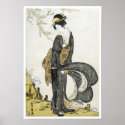 Geisha Standing in the Wind, Toyohiro, 1805 posters