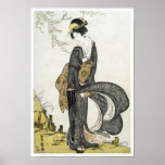 Geisha Standing in the Wind, Toyohiro, 1805 posters