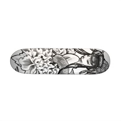 geisha_tattoo skate deck by emeralclover