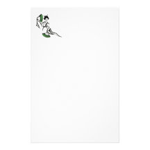 Geisha with green fans stationery paper