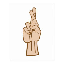 gekreuzte Finger crossed fingers Postkarte