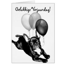Gelukkige Verjaardag French Bulldog greeting card