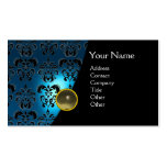 GEM DAMASK MONOGRAM blue sapphire grey Business Card Templates