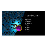 GEM DAMASK MONOGRAM blue sapphire purple Business Card Template