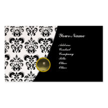 GEM DAMASK MONOGRAM green emerald pearl Business Card Template