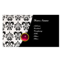 GEM DAMASK MONOGRAM green emerald pearl Business Cards