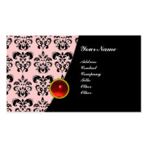 GEM DAMASK MONOGRAM green emerald pearl Business Cards