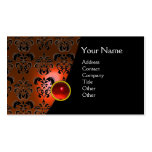 GEM DAMASK MONOGRAM orange red ruby Business Cards