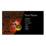 GEM DAMASK MONOGRAM orange topaz Business Card Templates