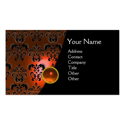 GEM DAMASK MONOGRAM orange topaz Business Cards