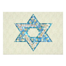 Gem decorated Star of David Personalized Invitation