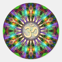 Gem Mandala Golden Aum Spiritual Art Sticker