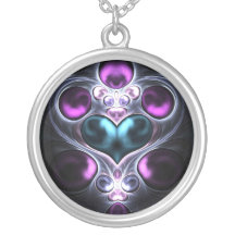 Gem Stone Heart Fractal Necklace