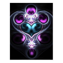 Gem Stone Heart Fractal Postcards