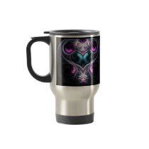 Gem Stone Heart Fractal Travel Mugs