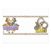 Gemini Aries zodiac Post Cards