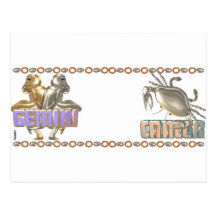 Gemini Cancer zodiac Postcard