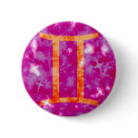 Gemini glitter and stars sparkly button