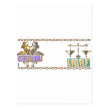 Gemini Libra zodiac Postcards