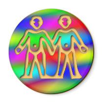 Gemini Rainbow Colour Twins Fridge Magnet
