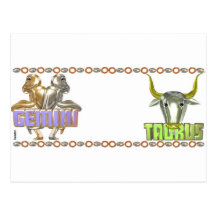 Gemini Taurus zodiac Post Cards