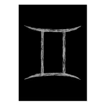 Gemini. Zodiac Astrology Sign. Black. Business Card
