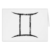 Gemini. Zodiac Astrology Sign. Black. Greeting Cards