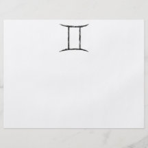 Gemini. Zodiac Astrology Sign. Black. Flyers