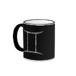 Gemini. Zodiac Astrology Sign. Black. Mugs