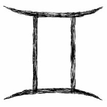 Gemini. Zodiac Astrology Sign. Black. Cut Outs