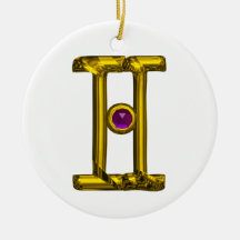 GEMINI ZODIAC BIRTHDAY JEWEL Purple Alexandrite Christmas Ornaments