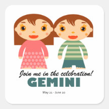Gemini Zodiac for kids Square Sticker