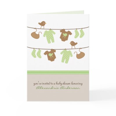 Gender Neutral Clothesline Baby Shower Invitation Card by BabyShoppe