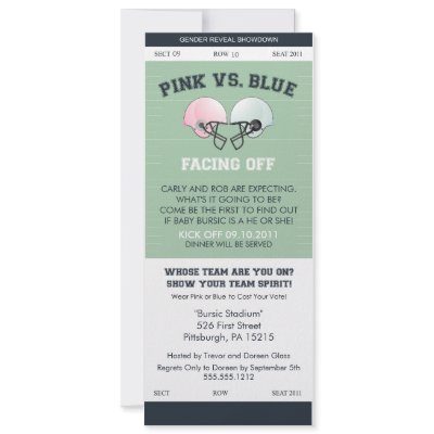 Gender Reveal Football Ticket Baby Shower Invitati Personalized Announcement by simplysostylish