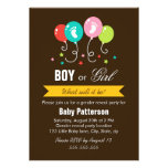 Gender reveal party balloons stars baby footprints custom invitation
